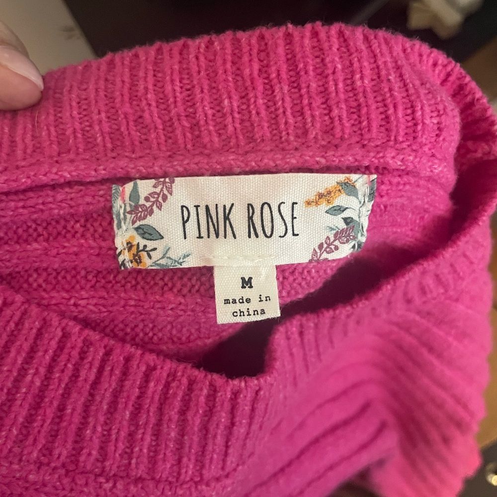 Pink Rose Women's Hot Pink Ribbed Sweater